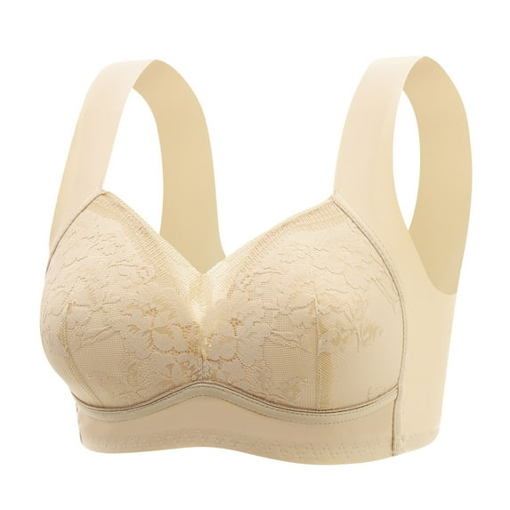 ATOYSOY Women's Lace Splicing Everyday Bra Camisoles Breathable Push Up Bralette Teens Workout Comfort Bra Underwear Thin Lightly Wirefree Beige L