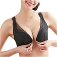 thumbnail image 1 of ATOYSOY Women's Lace Splicing Everyday Bra Camisoles Teens Bralette Underwear Workout Comfort Bra Push Up Breathable Front Closure Button Wireless Black L, 1 of 9