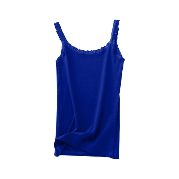 ATOYSOY Women's Lace Splicing Loose Tank Tops Clearance Cotton Linen Camisole Sleeveless Activewear Spaghetti Strap Casual Undershirt Running Girls Basic Tees Summer Workout Blue