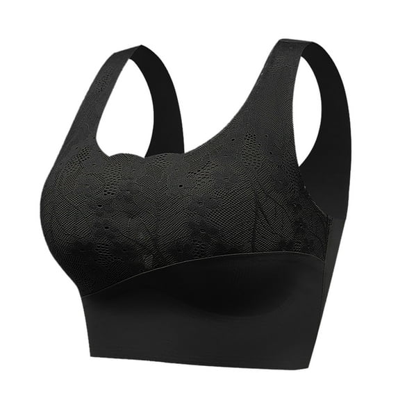 ATOYSOY Women's Lace Splicing Sports Bra Everyday Bra Camisoles Bralette Underwear Push Up Comfort Bra Workout Breathable Teens Yoga Running Activewear Wireless Black L