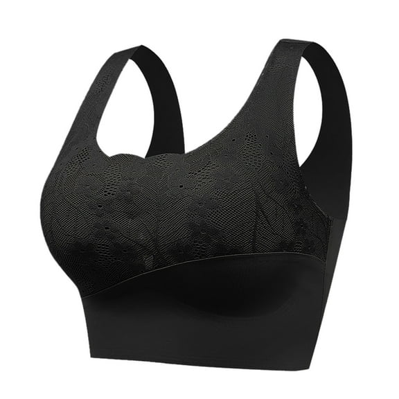 ATOYSOY Women's Lace Splicing Sports Bra Everyday Bra Camisoles Bralette Underwear Push Up Comfort Bra Workout Breathable Teens Yoga Running Activewear Wireless Black XL