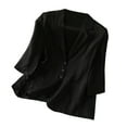 thumbnail image 1 of ATOYSOY Women's Lapel Open Front Lightweight Jacket Plus Size Summer Blazer Suit with Pockets 3/4 Sleeve Cropped Cardigan Business Attire Casual Lined Trendy Solid Work Coat Black L, 1 of 8