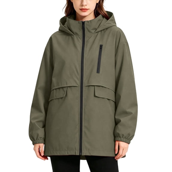 ATOYSOY Women's Long Raincoat with Hood Outdoor Light Soft Windbreaker Rain Jacket Waterproof 2026