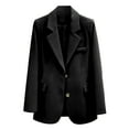 thumbnail image 1 of ATOYSOY Women's Long Sleeve Button Front Cardigan Plus Size Blazer Suit with Pockets Versatile Lapel Open Front Jacket Trendy Business Attire Casual Solid Work Office Coat Black XXXL, 1 of 3