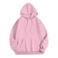 thumbnail image 1 of ATOYSOY Women's Long Sleeve Drawstring Tops Fall Winter Loose Sweaters Crew Neck Blouses Outwear Casual Hoodie Sweatshirts Solid Color Pullover with Pockets Pink XL, 1 of 5