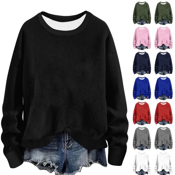ATOYSOY Women's Long Sleeve Tees Fall Winter Knitted Sweaters Loose Tops Crew Neck Sweatshirts Outwear Fashion Casual Ribbed Shirts Solid Color Pullover Workout Green L