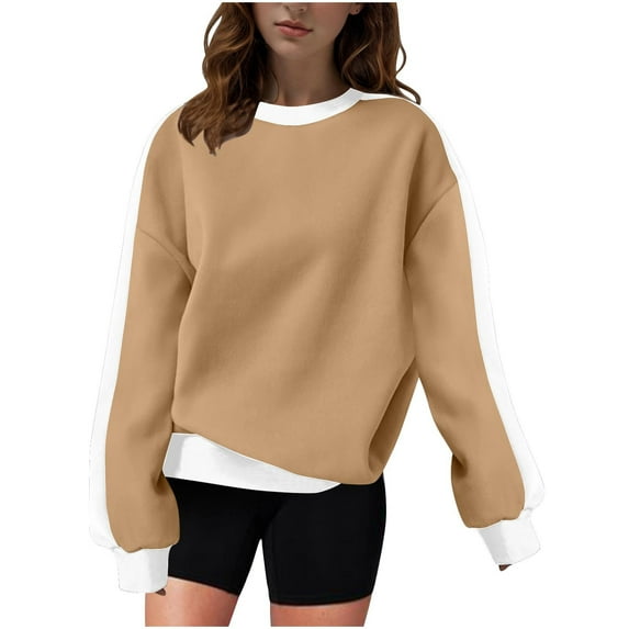 ATOYSOY Women's Long Sleeve Tees Fall Winter Loose Tops Color Block Pullover Workout Fashion Retro Casual Shirts Crew Neck Sweatshirts Outwear Yellow S