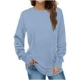 thumbnail image 1 of ATOYSOY Women's Loose Basic Sweaters Tops Trendy Crew Neck Sweatshirts Fall Relaxed Comfy Casual Workout Long Sleeve Tees Solid Color Blouses Blue L, 1 of 6