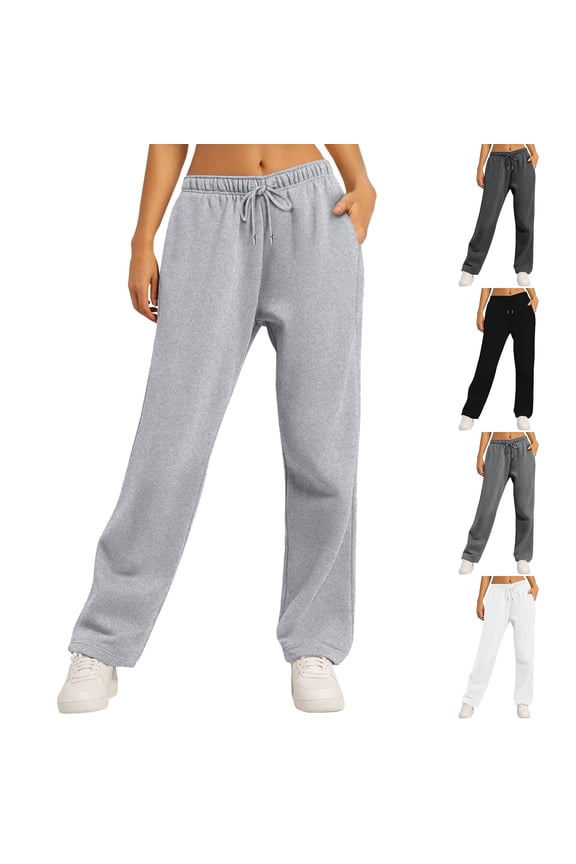 Women's Loose Comfy Activewear Pants Trousers Elastic Waist Drawstring Trendy Pants Retro Casual Workout Track Pants Solid Color Sweatpants Black L