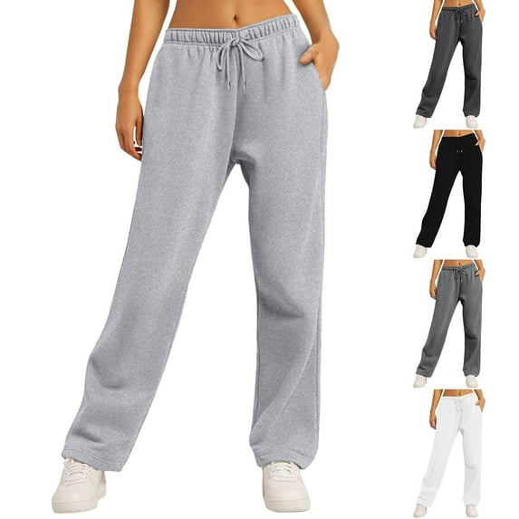 ATOYSOY Women's Loose Comfy Activewear Pants Trousers Elastic Waist Drawstring Trendy Pants Retro Casual Workout Track Pants Solid Color Sweatpants Black L