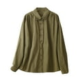 thumbnail image 1 of ATOYSOY Women's Loose Cotton Lined Shirts with Pockets Turn Down Collar Tops Fall Long Sleeve Blouses Spring Casual Trendy Button Sewatshirts Workout Pullovers Green L, 1 of 6