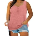 thumbnail image 1 of ATOYSOY Women's Loose Pullover Dressy V Neck Blouses Activewear Sleeveless Basic Tees Fashion Workout Summer Plus Size Tank Tops Casual Pleated Tunic Pink XXL, 1 of 9