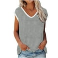 thumbnail image 1 of ATOYSOY Women's Loose Tank Tops Beach Sleeveless Trendy Tees V Neck Casual Workout Versatile Summer Camisole Girls Retro Solid Color Block Gray XL, 1 of 7