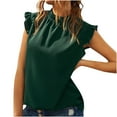 thumbnail image 1 of ATOYSOY Women's Loose Tank Tops Retro Sleeveless Ruffle Trendy Tees Crew Neck Casual Workout Elegant Summer Camisole Girls Solid Color Beach Green XXL, 1 of 5