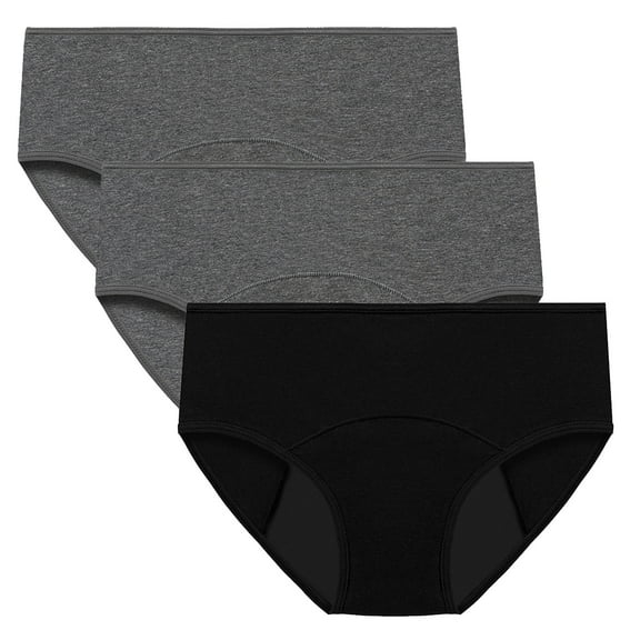 ATOYSOY Women's Mid Waist Period Underpants Plus Size Hip Lifting Cotton Panties, 3 Pack Multipack Stretchy Solid Leak Proof Panty Shapewear Control Briefs Seamless Black XXXXXL