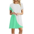 thumbnail image 1 of ATOYSOY Women's Mini Loose Dress Pajamas Solid Color Block Summer Sundress Cotton Lined Causal Relaxed Nightdress Retro Short Sleeve Trendy Workout Boho Beach Green, 1 of 5