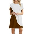 thumbnail image 1 of ATOYSOY Women's Mini Loose Dress Pajamas Solid Color Block Summer Sundress Cotton Lined Causal Relaxed Nightdress Retro Short Sleeve Trendy Workout Boho Beach Brown, 1 of 5