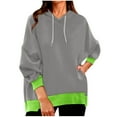 thumbnail image 1 of ATOYSOY Women's Outwear Color Block Pullover Long Sleeve Tees Fall Winter Casual Shirts Loose Hoodie Tops Pockets Fashion Crew Neck Sweatshirts Gray XL, 1 of 6