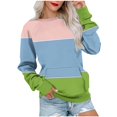 thumbnail image 1 of ATOYSOY Women's Outwear Color Block Pullover Long Sleeve Tees Fall Winter Casual Shirts Pockets Loose Tops Fashion Crew Neck Sweatshirts Pink M, 1 of 6