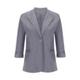 thumbnail image 1 of ATOYSOY Women's Plus Size Blazer Suit with Pockets Versatile Solid Work Coat Trendy Lapel Open Front Jacket 3/4 Sleeve Button Front Cardigan Business Attire Casual Lined Gray XL, 1 of 6
