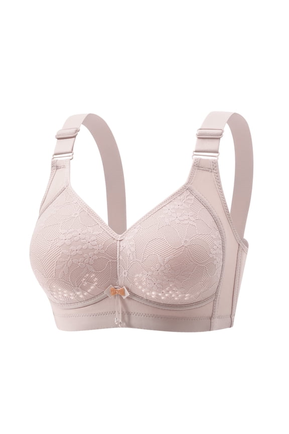 Women's Plus Size Everyday Bra Lace Splicing Support Full Coverage Bra Wirefree Bralette Solid Color Underwear Teens Push Up Comfort Bra Breathable Yellow S