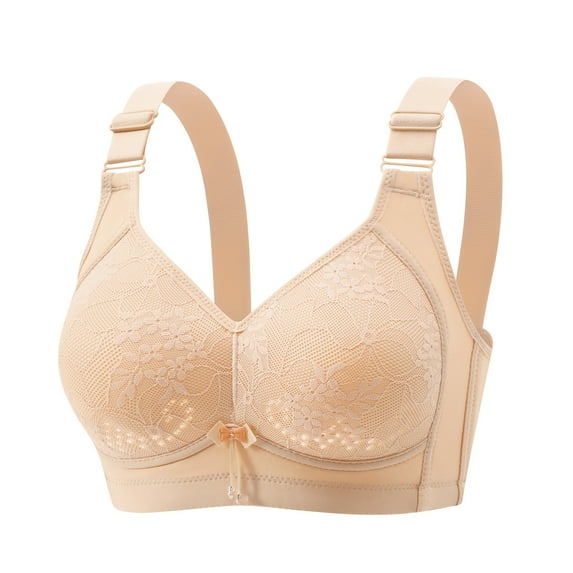 ATOYSOY Women's Plus Size Everyday Bra Lace Splicing Support Full Coverage Bra Wirefree Clearance Bralette Solid Color Underwear Teens Push Up Comfort Bra Breathable Yellow L
