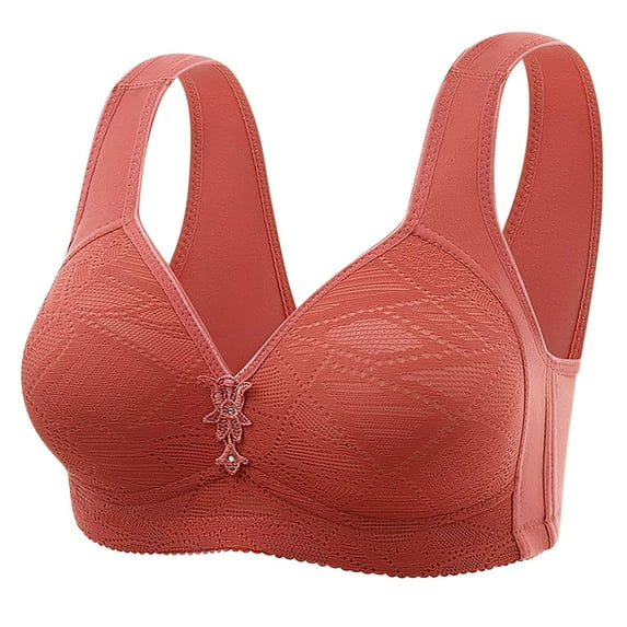 ATOYSOY Women's Plus Size Everyday Bra Middle-Aged Elder Thin Lightly Wirefree Solid Color Underwear Push Up Bralette Teens Workout Breathable Comfort Bra Brown L