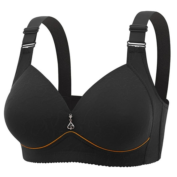 ATOYSOY Women's Plus Size Everyday Bra Support Full Coverage Bra Wirefree Workout Push Up Bralette Solid Color Underwear Teens Clearance Comfort Bra Breathable Black 38/85