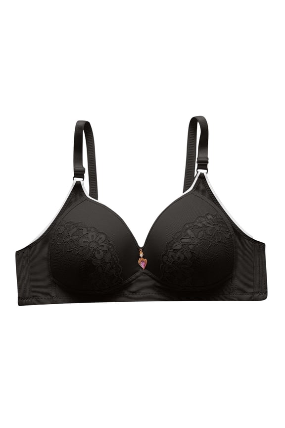 Women's Plus Size Everyday Bra Wirefree Bralette Solid Color Underwear Teens Workout Breathable Comfort Bra Push Up Black XXXL