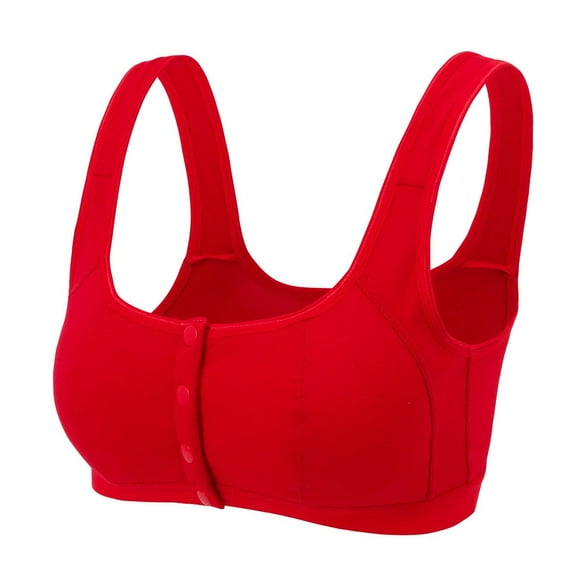 ATOYSOY Women's Plus Size Everyday Bra Wireless Breathable Push Up Underwear Front Closure Smoothing Comfort Bra Clearance Red 95