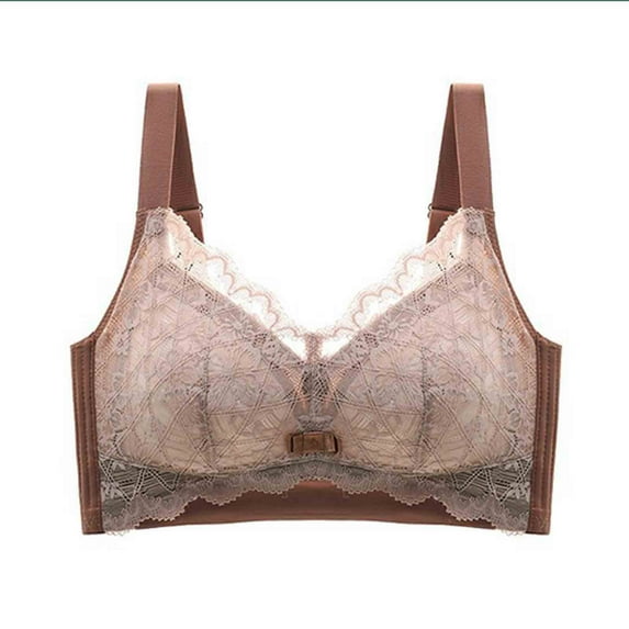 ATOYSOY Women's Plus Size Everyday Bra Wireless Floral Lace Breathable Push Up Underwear Smoothing Comfort Bra Support Full Coverage Bra Beige 34B