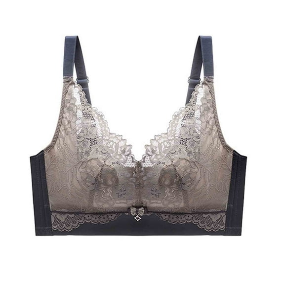 ATOYSOY Women's Plus Size Everyday Bra Wireless Floral Lace Breathable Push Up Underwear Smoothing Comfort Bra Support Full Coverage Bra Blue XXL