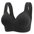 thumbnail image 1 of ATOYSOY Women's Plus Size Everyday Bra Wireless Ruched Breathable Push Up Underwear Front Closure Smoothing Comfort Bra Black XXXL, 1 of 2