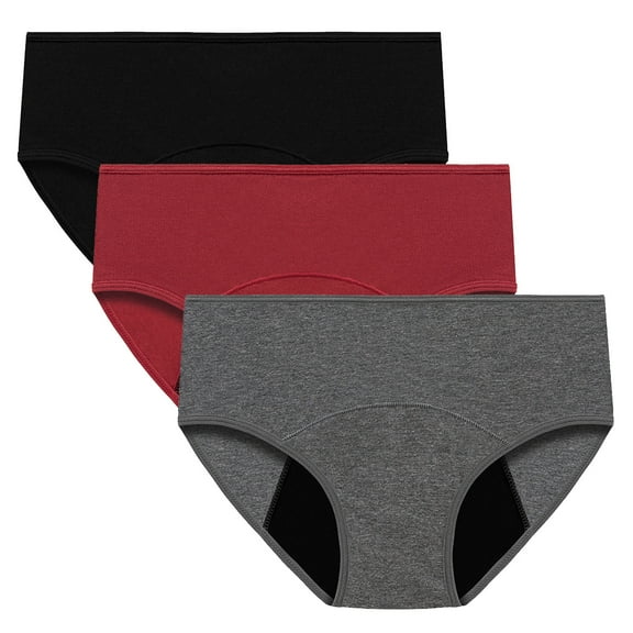 ATOYSOY Women's Plus Size Hip Lifting Cotton Panties, 3 Pack Multipack Mid Waist Period Underpants Shapewear Control Briefs Seamless Solid Leak Proof Panty Stretchy Black XXL