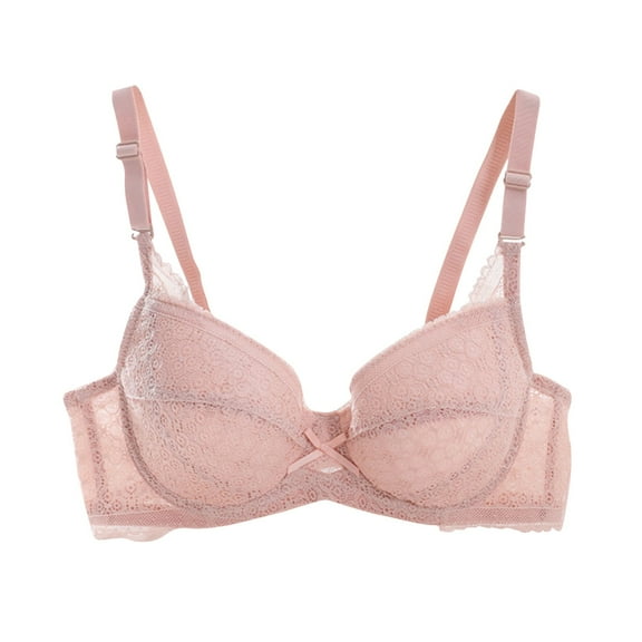 ATOYSOY Women's Plus Size Lace Splicing Everyday Bra Breathable Push Up Bralette Teens Workout Comfort Bra Underwear Thin Lightly Underwired Pink M