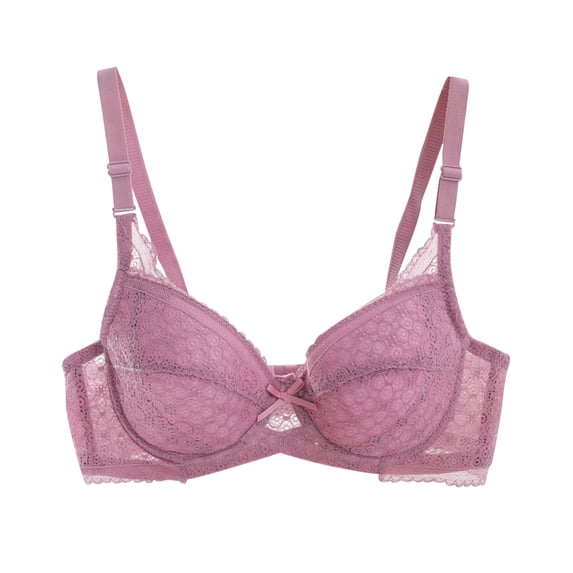ATOYSOY Women's Plus Size Lace Splicing Everyday Bra Breathable Push Up Bralette Teens Workout Comfort Bra Underwear Thin Lightly Underwired Purple XL