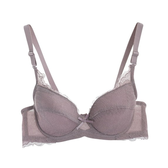 ATOYSOY Women's Plus Size Lace Splicing Everyday Bra Underwear Push Up Bralette Teens Clearance Workout Comfort Bra Breathable Thin Lightly Underwired Gray XXL