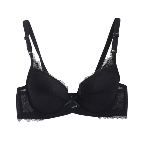ATOYSOY Women's Plus Size Lace Splicing Everyday Bra Underwear Push Up Bralette Teens Workout Comfort Bra Breathable Thin Lightly Underwired Black XXL