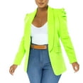 thumbnail image 1 of ATOYSOY Women's Puff Sleeve Cardigan Plus Size Blazer Suit with Pockets Versatile Solid Work Office Coat Trendy Lapel Open Front Jacket Business Attire Casual Green L, 1 of 7