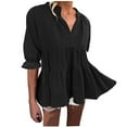 thumbnail image 1 of ATOYSOY Women's Pullover Pockets 3/4 Sleeve Tees Fall Winter V Neck Dressy Sweatshirts Outwear Loose Babydolls Tops Fashion Casual Elegant Shirts Ruffle Black XXL, 1 of 5