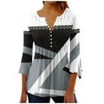 thumbnail image 1 of ATOYSOY Women's Quarter Button V Neck Pullover Pleated Dressy Tops Loose Tunic 3/4 Sleeve T Shirts Causal Workout Trendy Retro Color Block Tees Summer Saving for Girls Gray XXL, 1 of 5