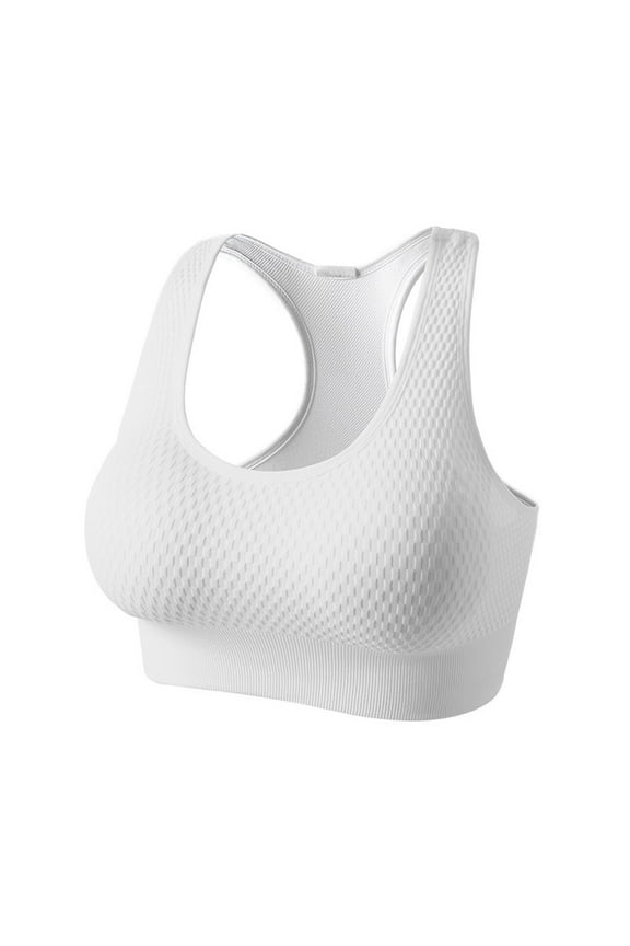 Women's Racerback Everyday Bra Sports Bra Yoga Running Activewear Spaghetti Strap Gradient Wirefree Breathable Push Up Bralette Underwear Comfort Bra White L