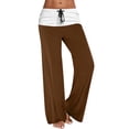 thumbnail image 1 of ATOYSOY Women's Regular Comfy Activewear Wide Leg Pants High Waist Trendy Pants Color Block Bandage Sweatpants Trousers Retro Casual Workout Palazzo Pants Brown S, 1 of 5