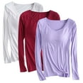 thumbnail image 1 of ATOYSOY Women's Retro Solid Color Padded Pullover Long Sleeve Tees Fall Winter Fashion 3 Pack Slim Basic Tops Crew Neck Sweatshirts Outwear Casual Cotton Shirts Purple XXXL, 1 of 2