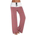 thumbnail image 1 of ATOYSOY Women's Retro Striped Bandage Sweatpants Regular Comfy Casual Workout Palazzo Pants Trousers High Waist Trendy Pants Activewear Wide Leg Pants Red XXL, 1 of 5