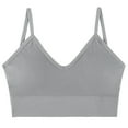 thumbnail image 1 of ATOYSOY Women's Ribbed Crop Tank Tops Bra Everyday Bra Spaghetti Strap Yoga Running Activewear Thin Lightly Girls Wirefree Breathable Push Up Clearance Bra Underwear Gray XXL, 1 of 3