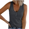 thumbnail image 1 of ATOYSOY Women's Ribbed Slim Tank Tops Basic Tees V Neck Quarter Button Activewear Girls Camisole Summer Workout Casual Undershirt Running Sleeveless Trendy Gray, 1 of 5