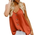 thumbnail image 1 of ATOYSOY Women's Satin Loose Tank Tops Sleeveless Trendy Tees V Neck Button Spaghetti Strap Casual Summer Camisole Girls Retro Beach Solid Color Orange XXXL, 1 of 9