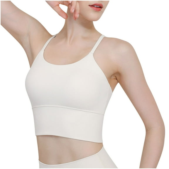 ATOYSOY Women's Seamless Tank Tops Sports Bra Everyday Bra Camisoles Push Up Underwear Breathable Comfort Bra Yoga Running Activewear Thin Lightly Wireless White M