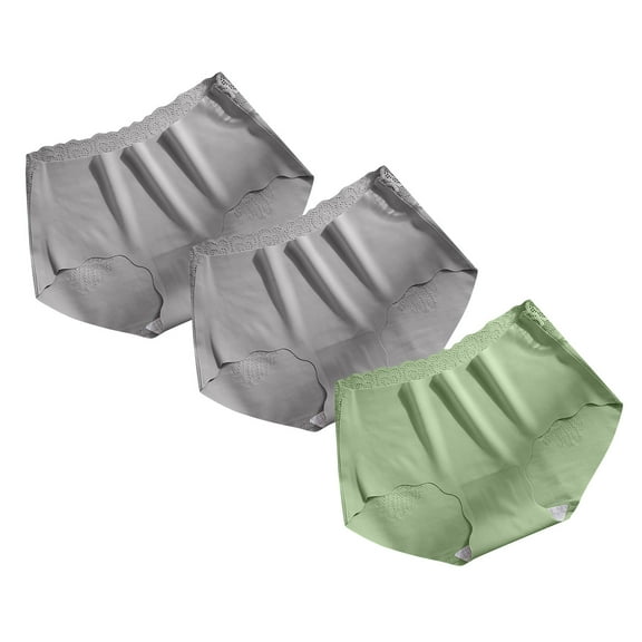 ATOYSOY Women's Shapewear Control Briefs Seamless for Ladies Classic Briefs Silk Hip Lifting Panties, 3 Pack Mid Waist Underpants Solid Panty Comfy Multipack Stretchy Gray XL